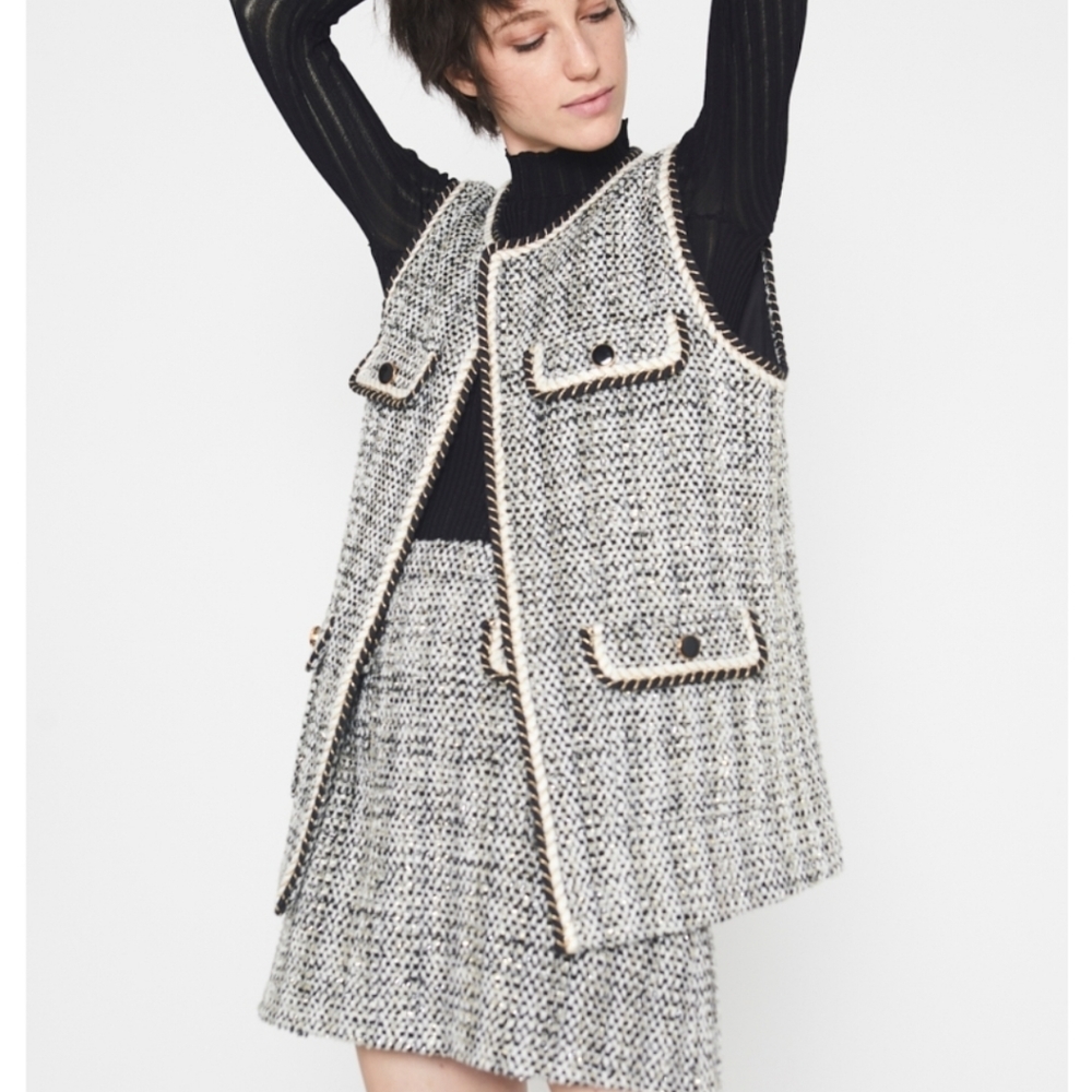 Wild pony tweed open front vest sz l